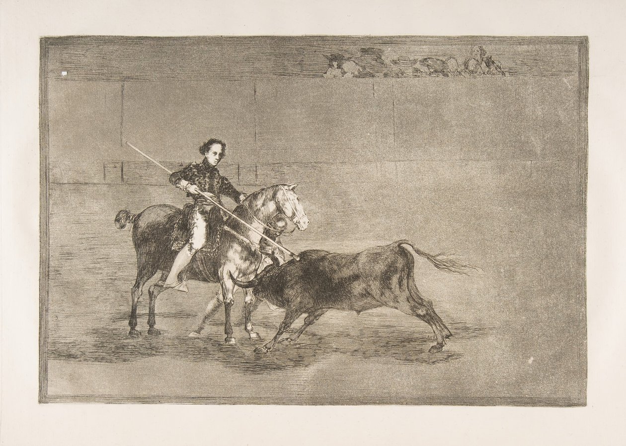 22. tábla a Tauromaquiáról: Az ünnepelt Pajuelera férfias bátorsága [a ringben], 1816. alkotó: Francisco de Goya
