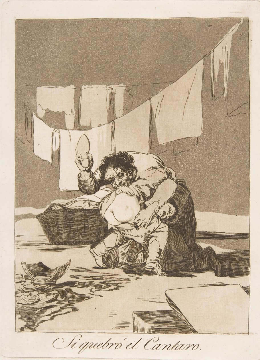 25. tábla Los Caprichosból: Ha eltörte a fazekat Si quebró el Cantaro., 1799. alkotó: Francisco de Goya