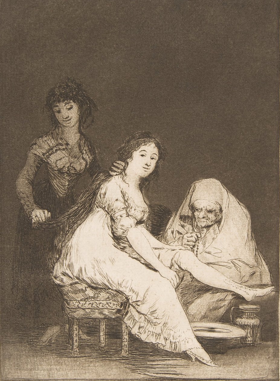 „Los Caprichos” 31. tábla: Imádkozik Ruega por ella-jáért, 1799. alkotó: Francisco de Goya