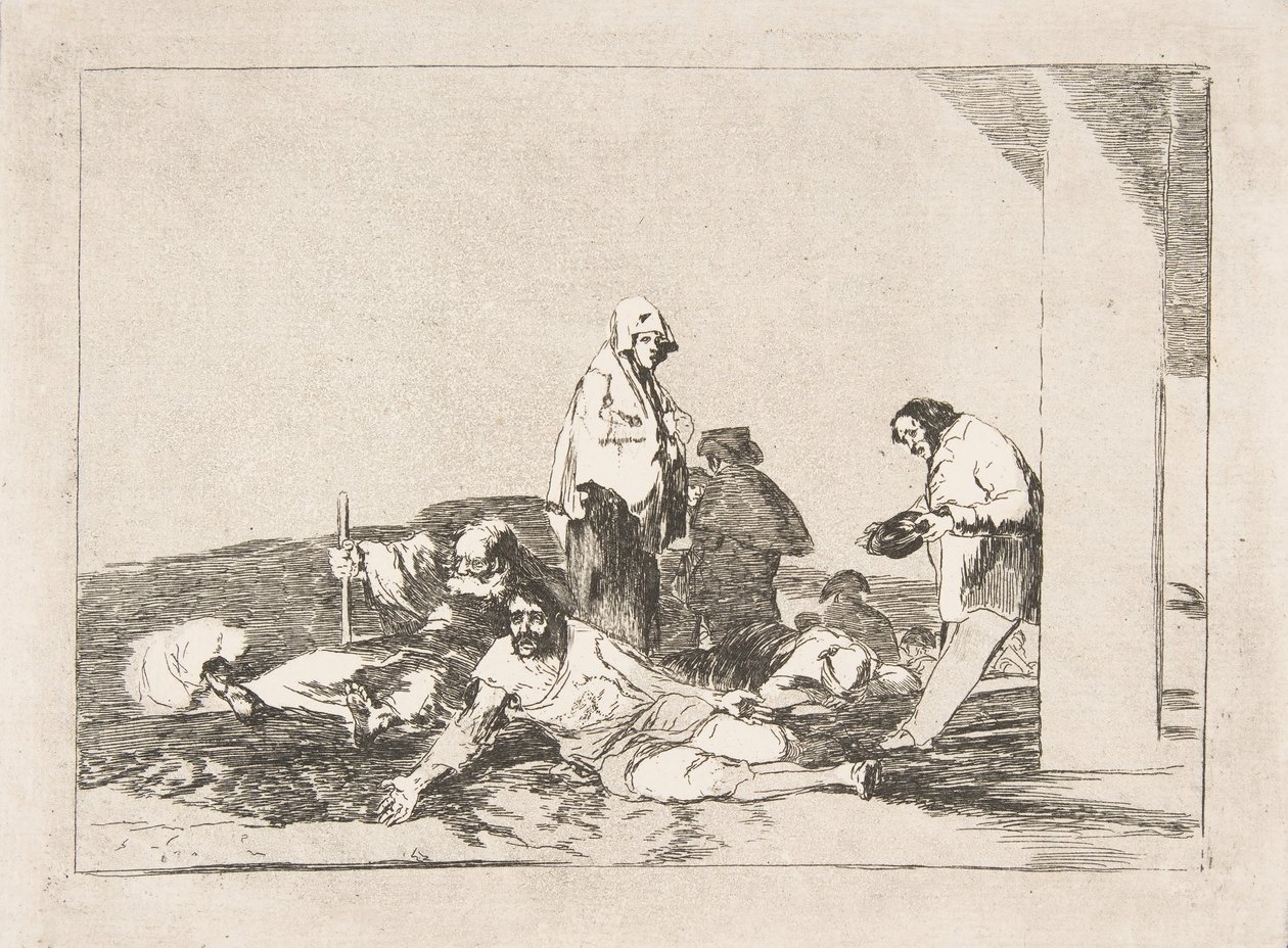 58. tábla a The Disasters of War Los Desastres de la Guerra-ból: Nincs értelme sírni..., 1811-12. alkotó: Francisco de Goya