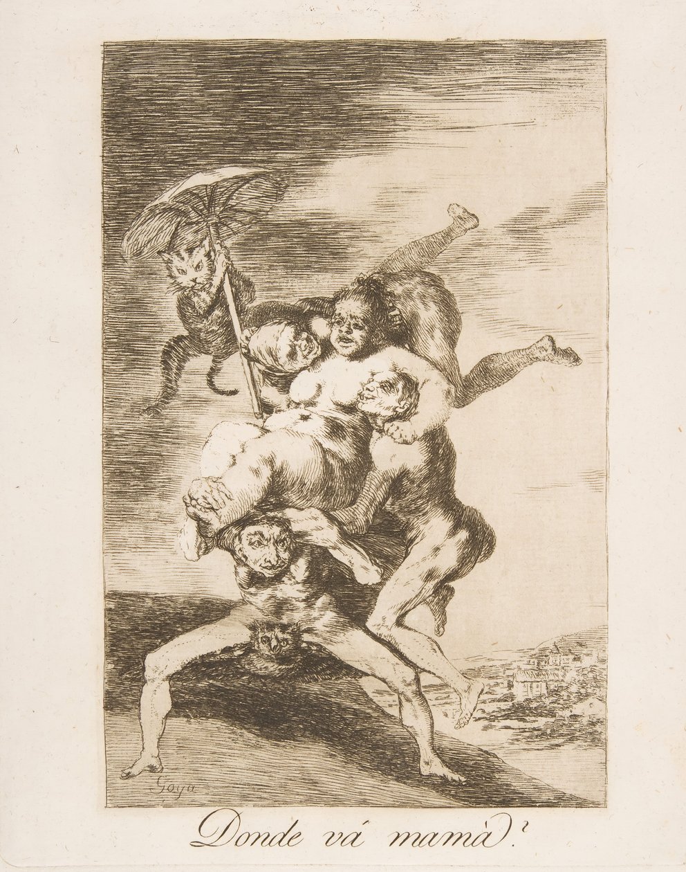 65. tábla Los Caprichosból: Hova megy anya Donde vá mamá, 1799. alkotó: Francisco de Goya