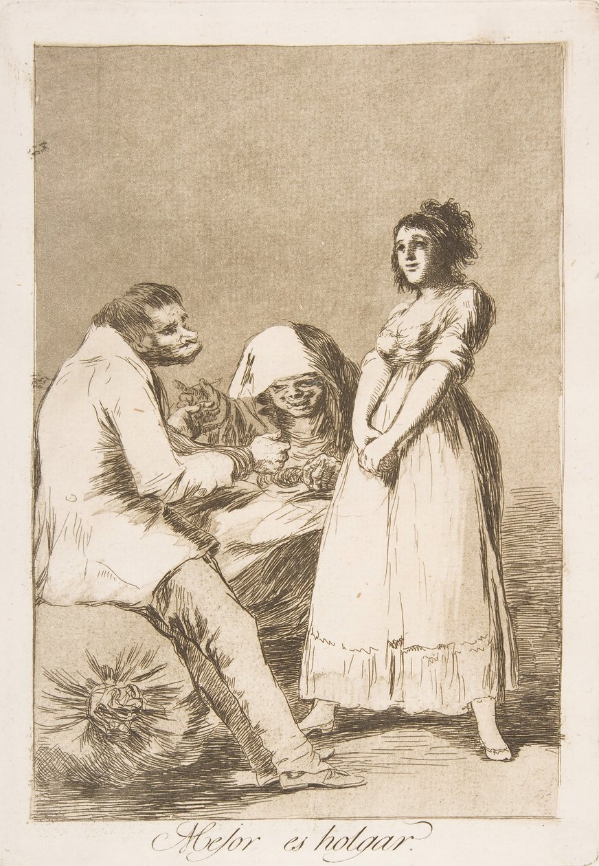 73. tábla Los Caprichosból: Jobb lustának lenni Mejor es holgar., 1799. alkotó: Francisco de Goya