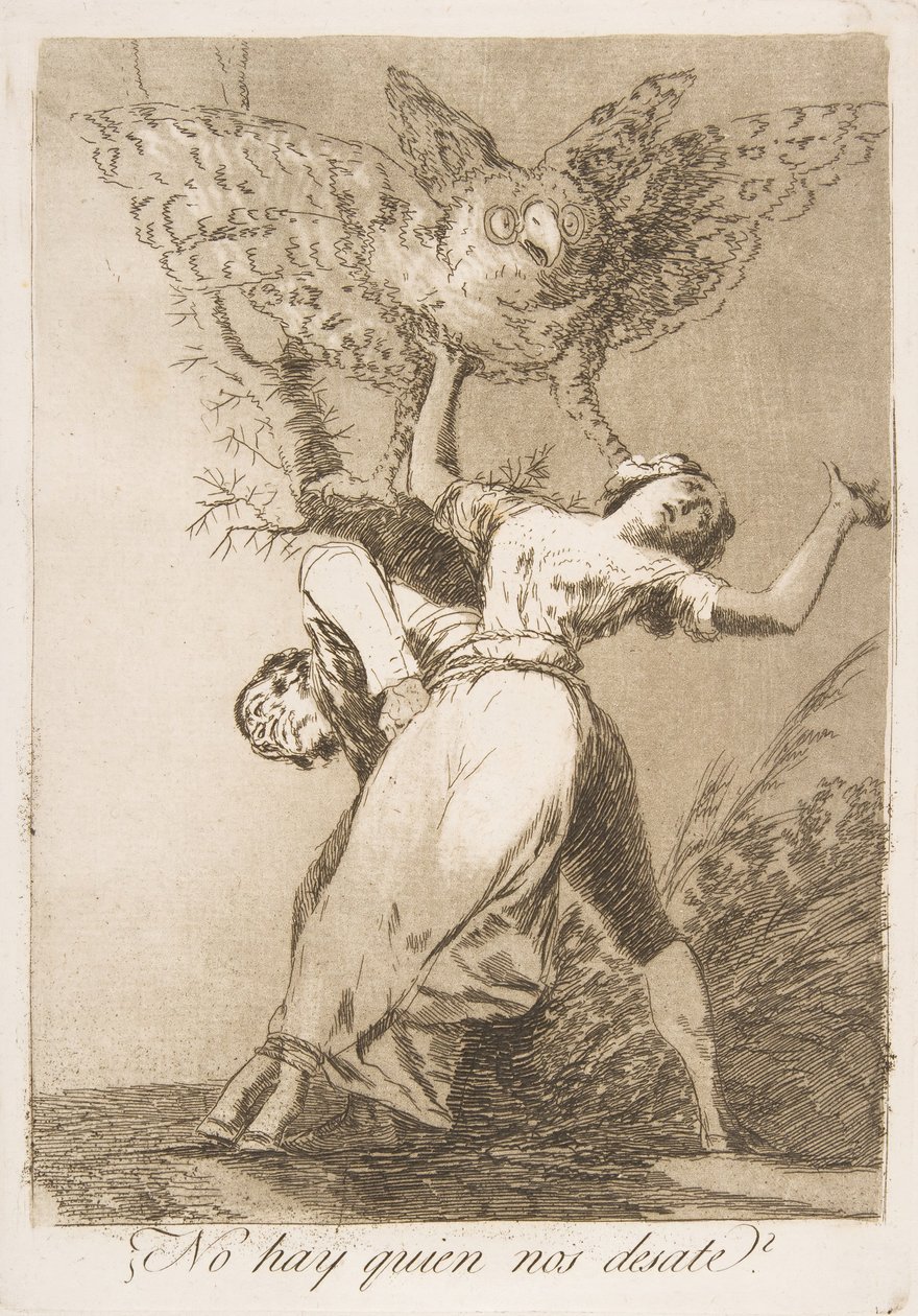 75. tábla Los Caprichosból: Nincs, aki feloldozzon minket? No hay quien nos desate, 1799. alkotó: Francisco de Goya