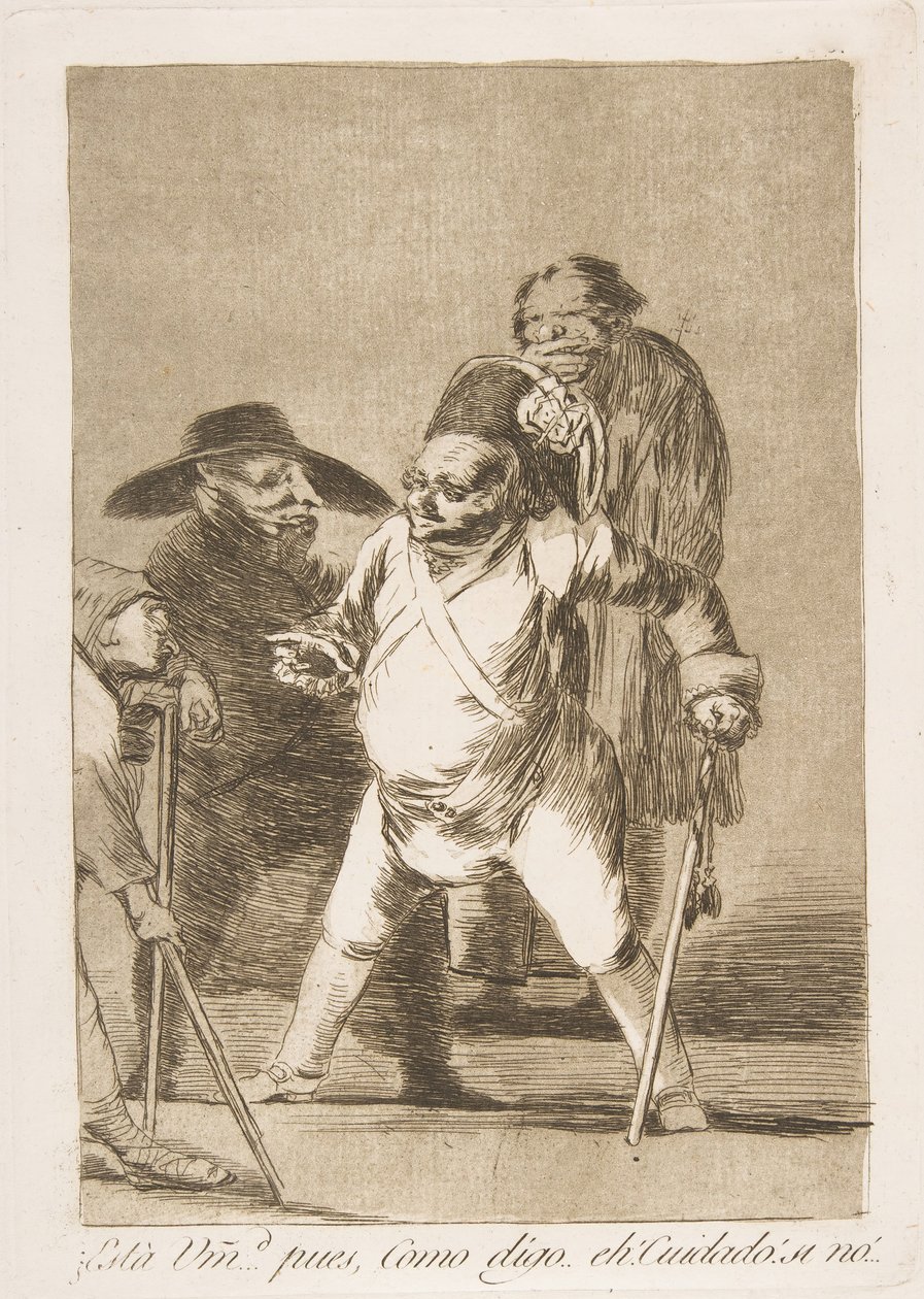 76. tábla Los Caprichosból: Érted... hát, ahogy mondom... na! Vigyázz! különben..., 1799. alkotó: Francisco de Goya