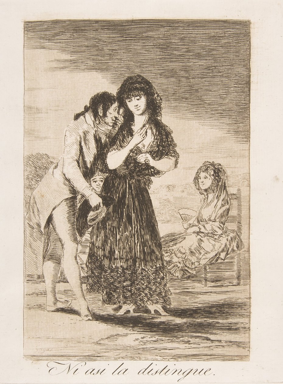 7. tábla a „Los Caprichosból”: Még így sem tudja kivenni Ni asi la distingue., 1799. alkotó: Francisco de Goya