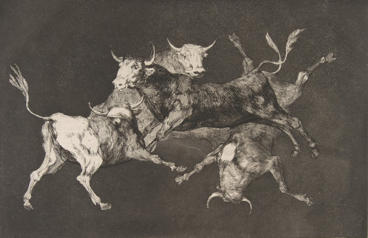 D tábla a Különbözőktől: Bolondok vagy kis bikák - fo..., kb. 1877 előtt megjelent 1816-23. alkotó: Francisco de Goya