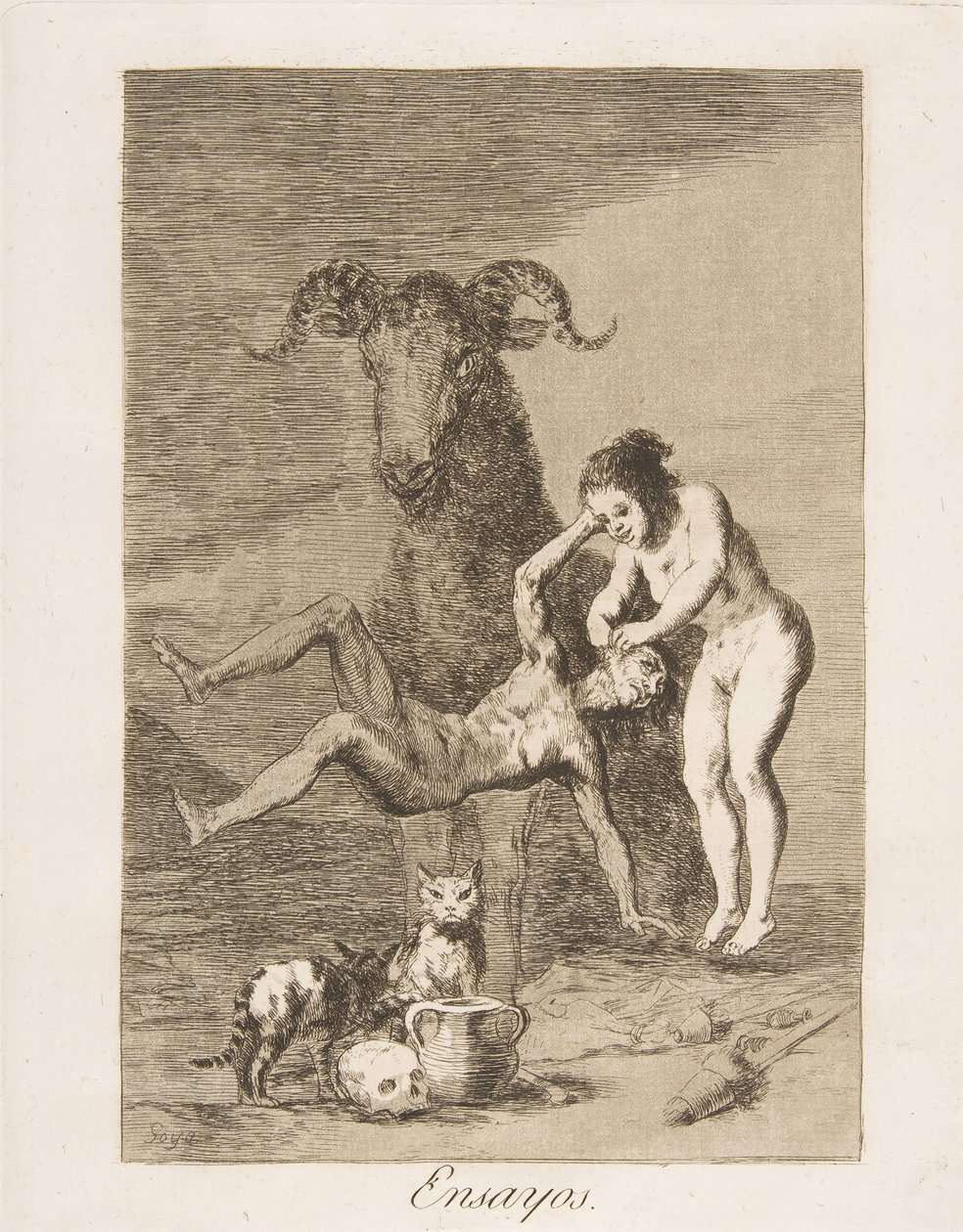 60. tábla Los Caprichosból: Trials Essays., 1799. alkotó: Francisco de Goya