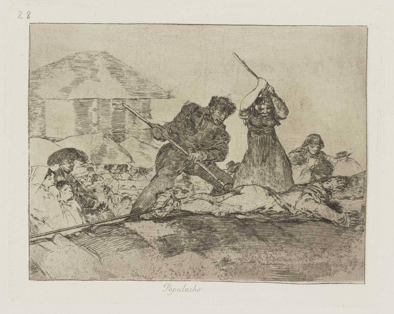 Lakosság. (Rabble.), pl. 28. A háború katasztrófái című sorozatból alkotó: Francisco de Goya