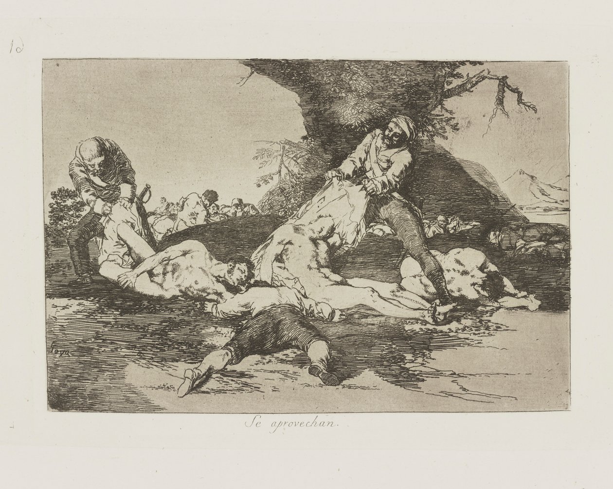 Se aprovechan. (Használják őket.), pl. 16 a Los desastres de la guerra (A háború katasztrófái) sorozatból alkotó: Francisco de Goya