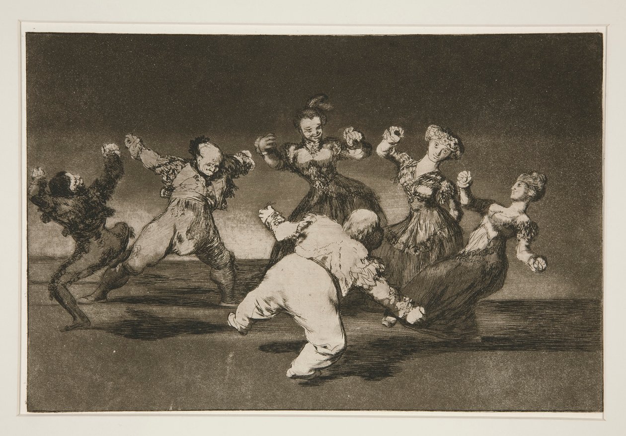 Si Marina Bayl? [sic], tome lo que hall? (Ha Marion fog táncolni, akkor viselnie kell a következményeket), pl. 12 a Los proverbios sorozatból alkotó: Francisco de Goya