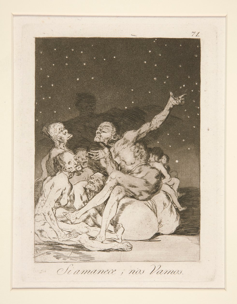 Si amanece, nos vamos (When Day Breaks We Will Be Off), pl. 71 a Los caprichos sorozatból alkotó: Francisco de Goya