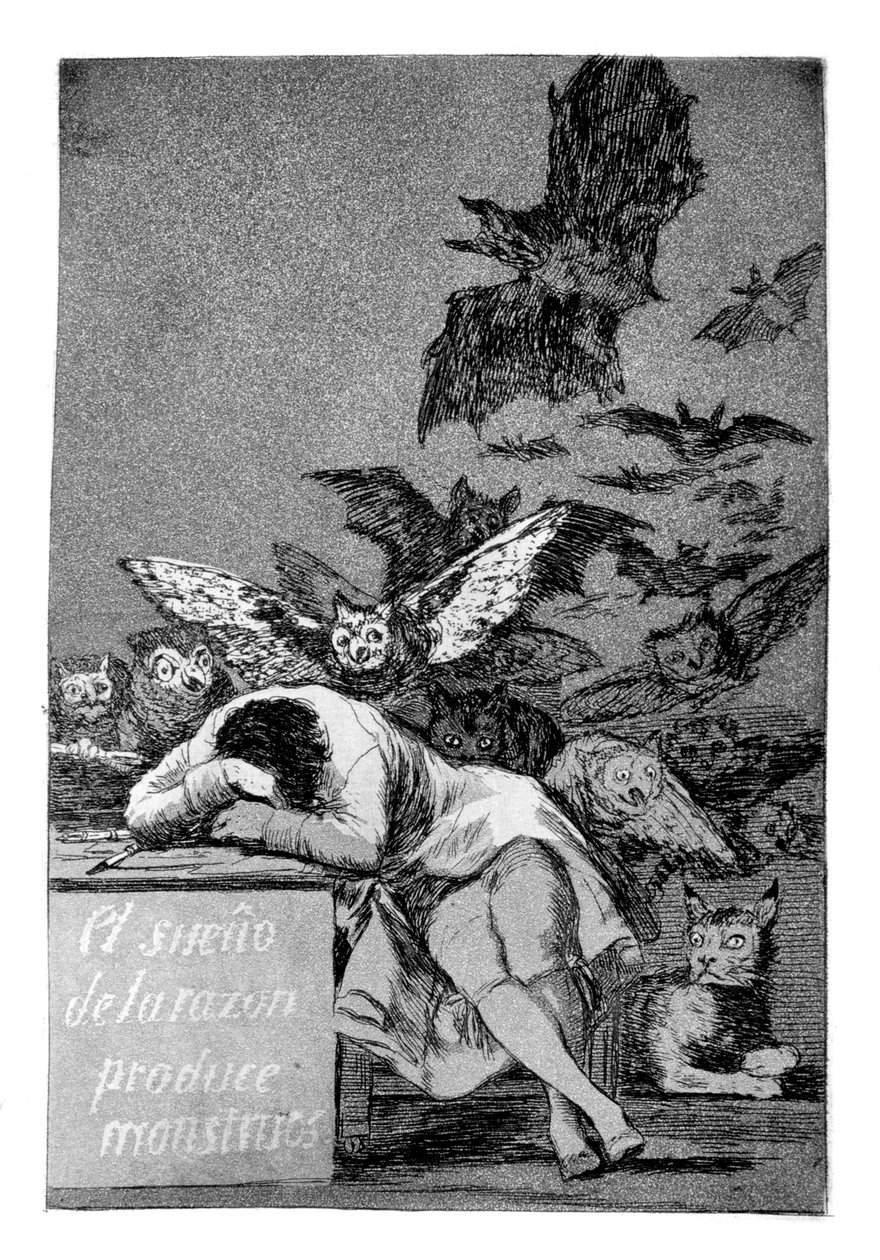 Az értelem álma szörnyeket szül, 1799 alkotó: Francisco de Goya