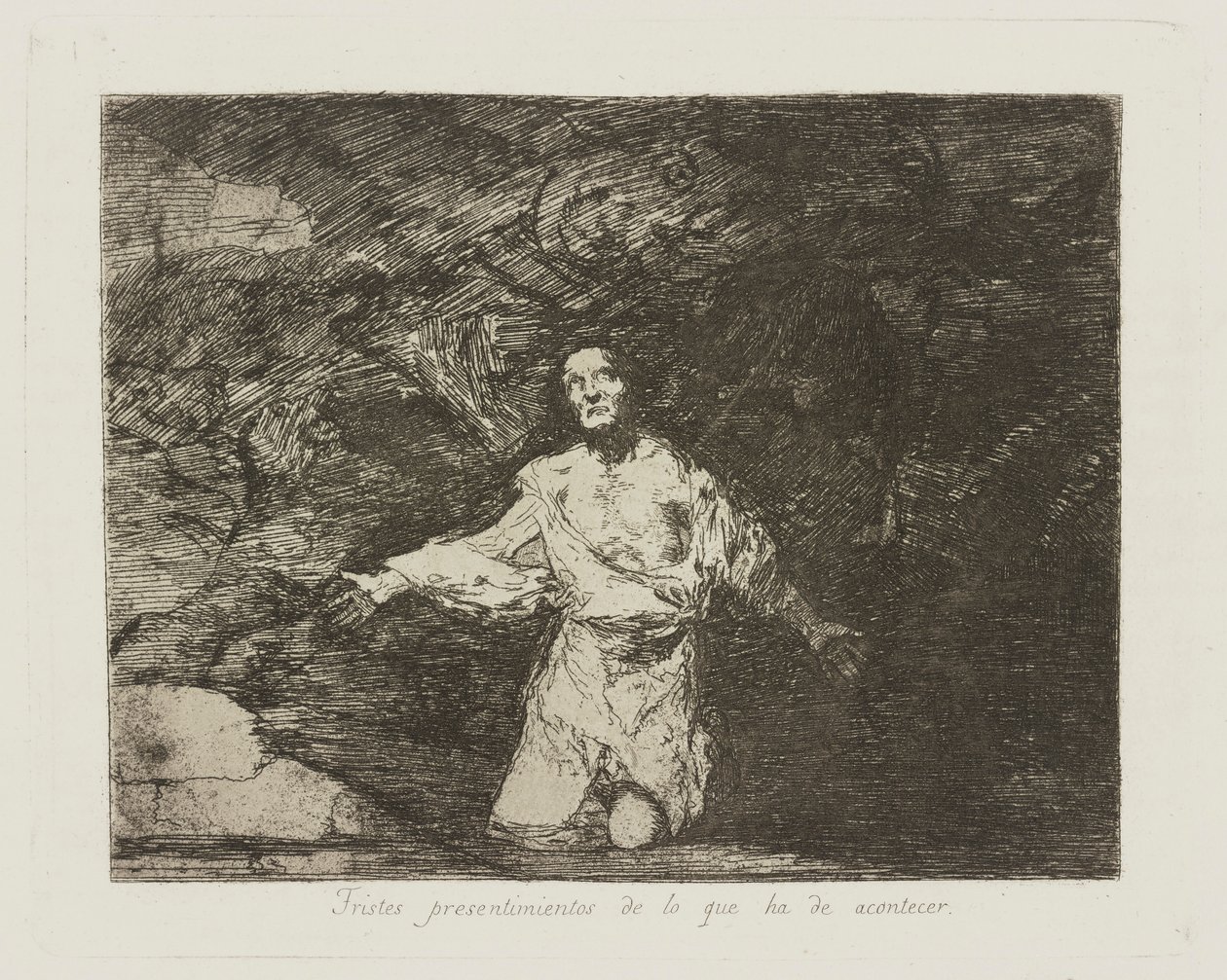 Szomorú előérzetek arról, hogy mi fog történni. (Szomorú előérzetek arról, mi fog történni.), pl. 1 a The Disasters of War sorozatból alkotó: Francisco de Goya