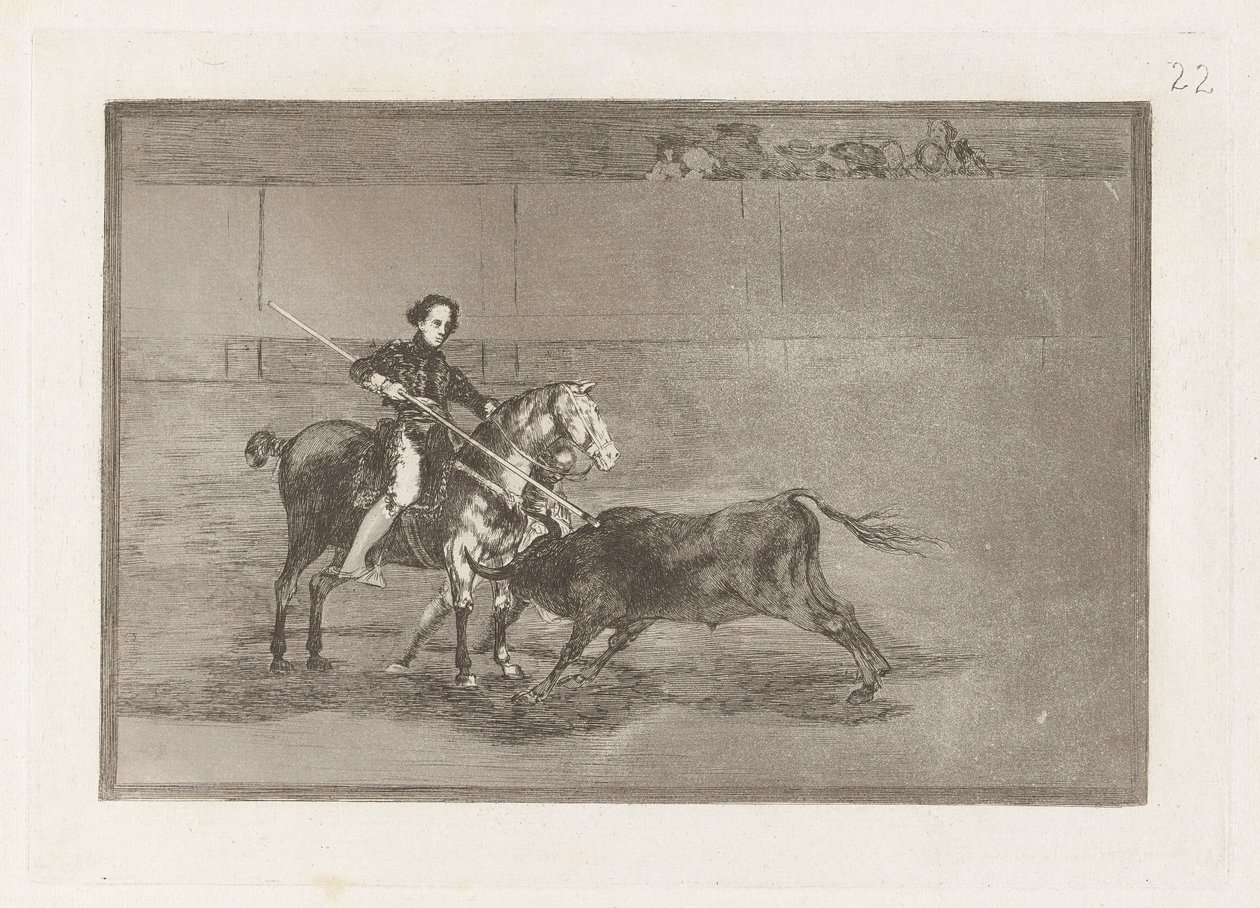 Valor manil de la c?lebre Pajuelera en la de Zaragoza (Az ünnepelt Pajuelera férfias bátorsága [a gyűrűben], Saragossa), 22. tábla a La tauromaquia-ból alkotó: Francisco de Goya