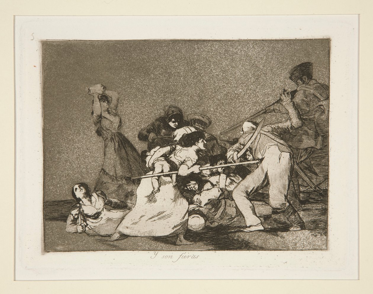 Y son fieras (And They Are Like Wild Beasts), pl. 5 a Los desastres de la guerra-ból (A háború katasztrófái) alkotó: Francisco de Goya