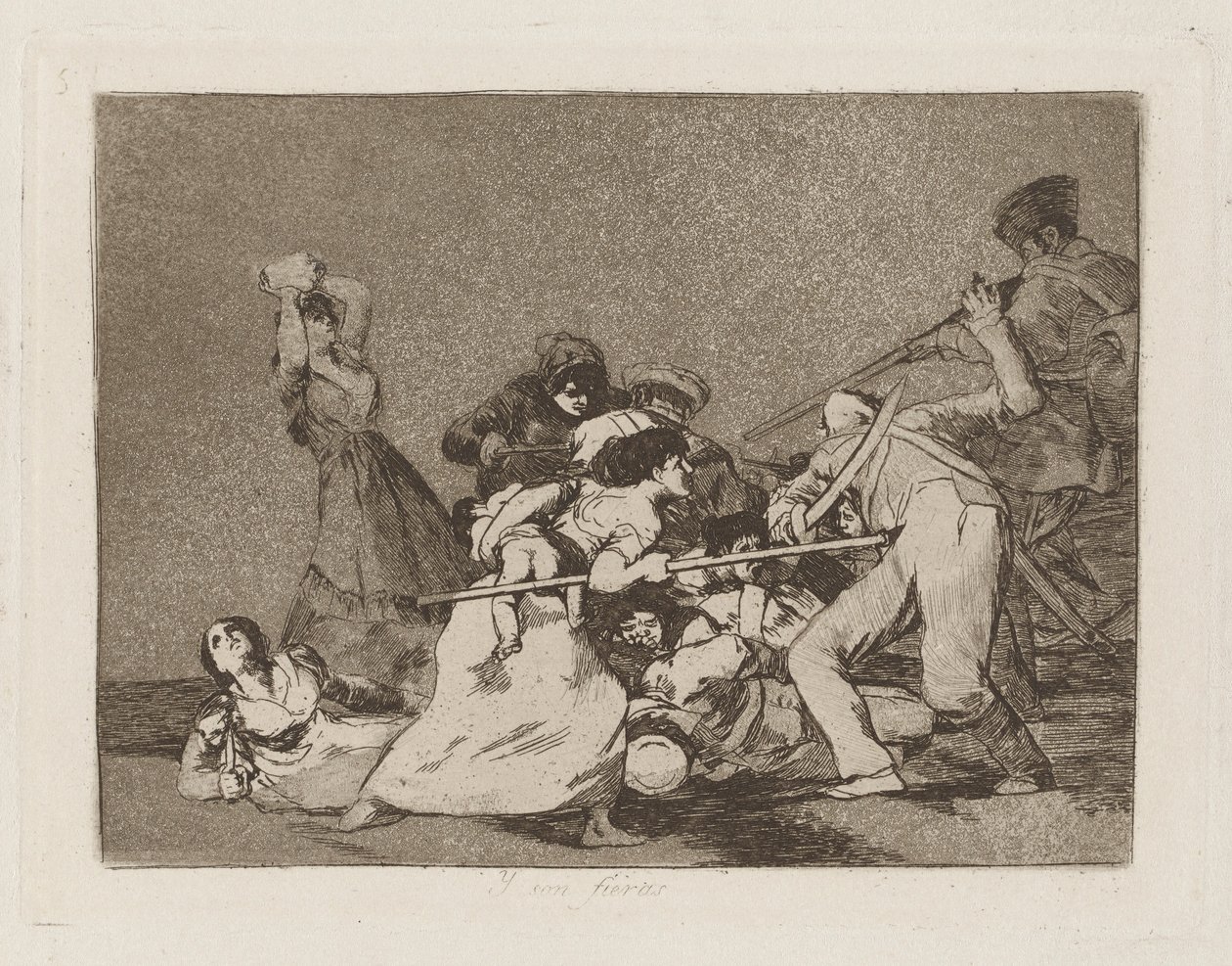 Y son fieras (And They Are Like Wild Beasts), pl. 5 a Los desastres de la guerra (A háború katasztrófái) sorozatból alkotó: Francisco de Goya