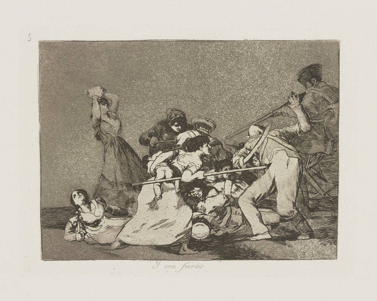 Y fiam fieras. (And They Are Like Wild Deasts.), pl. 5 a Los desastres de la guerra (A háború katasztrófái) sorozatból alkotó: Francisco de Goya