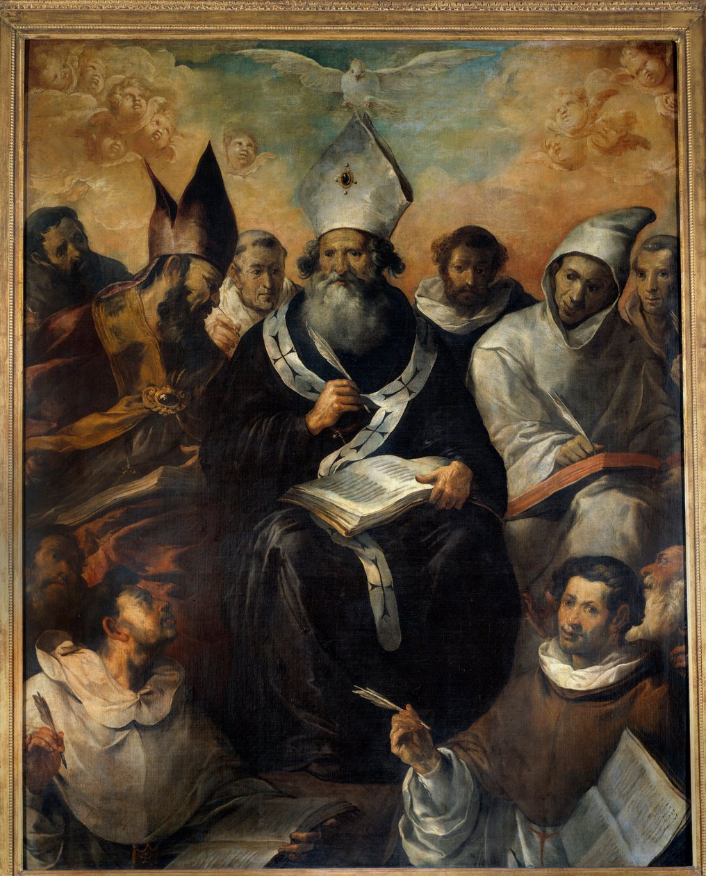 Szent Bazil, diktálja tanát Cézárei Szent Bazil vagy Nagy Bazil (330-379), szerzetes, Kappadókia Cesaree evequeja, az egyház doktora. Francisco Herrera (1585-1657) festménye (ec.esp.) 1639 V. 2,43x1,94 m alkotó: Francisco Herrera