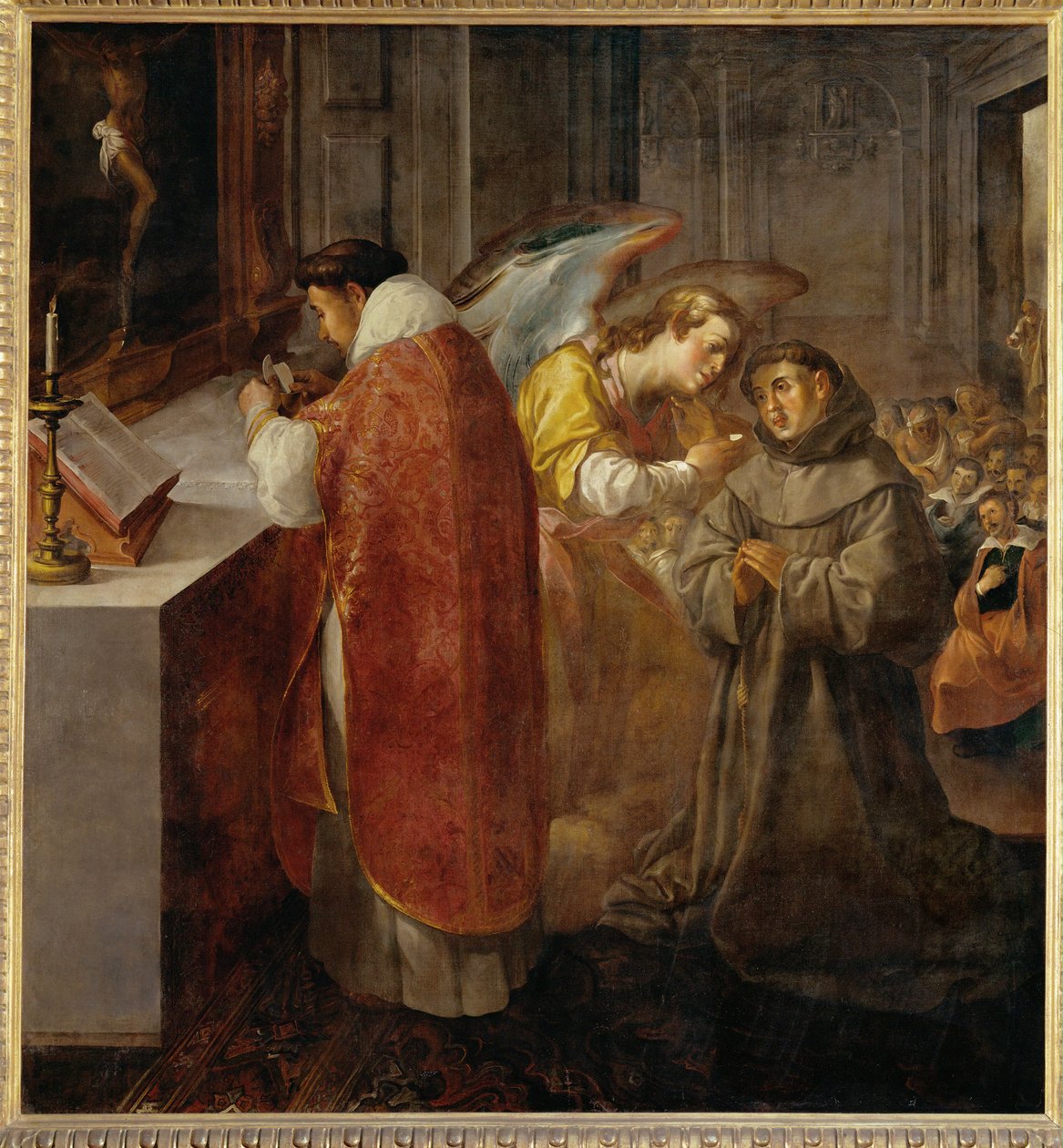 Szent Bonaventura, amint kezéből részesül az áldozásban ... alkotó: Francisco Herrera