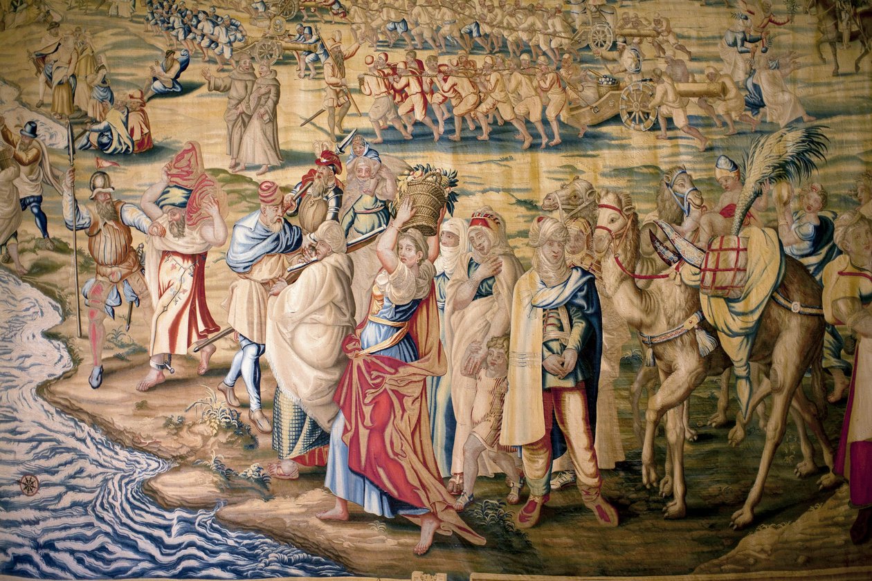 Tunisz hódításának részlete (Tunézia) - Francisco és Cornelius Van der Goten gobelinje (18. század), a királyi gobelingyárban szőtt, 18. század közepe, Willem de Pannemaker 16. századi kárpitja után - (Tunis hódítás, részlet, gobelin alkotó: Francisco Ignacio Vandergoten Canyuwell
