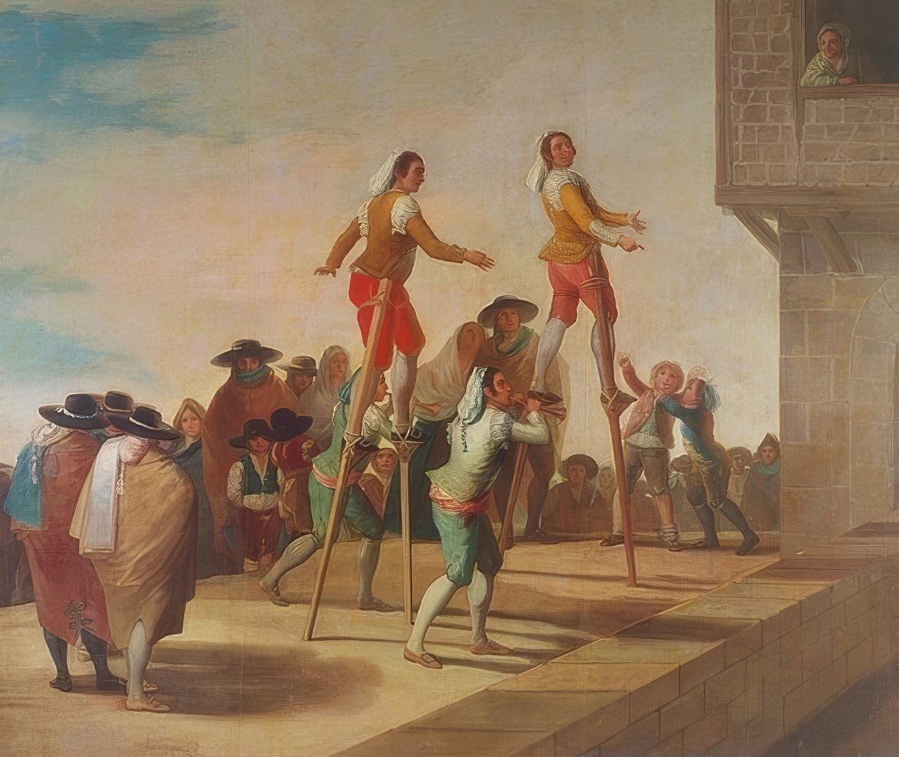 A gólyalábasok (Los Zancos). 1791-92 alkotó: Francisco de Goya