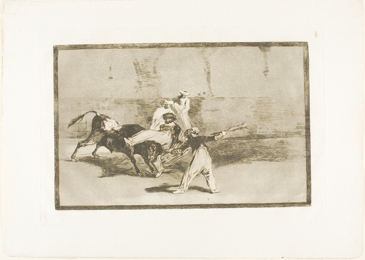 Egy mór, akit elkapott a bika a gyűrűben, 8. lemez A bikaviadal művészetéből alkotó: Francisco Jose de Goya y Lucientes