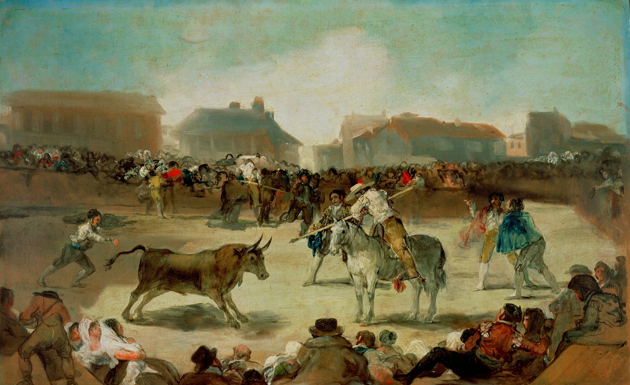 Falusi bikaviadal - Goya, Francisco, de (1746-1828) - 1812-1814 - Olaj, fa - 45x72 - Real Academia de Bellas Artes de San Fernando, Madrid ©FineArtImages/Leemage alkotó: Francisco Jose de Goya y Lucientes