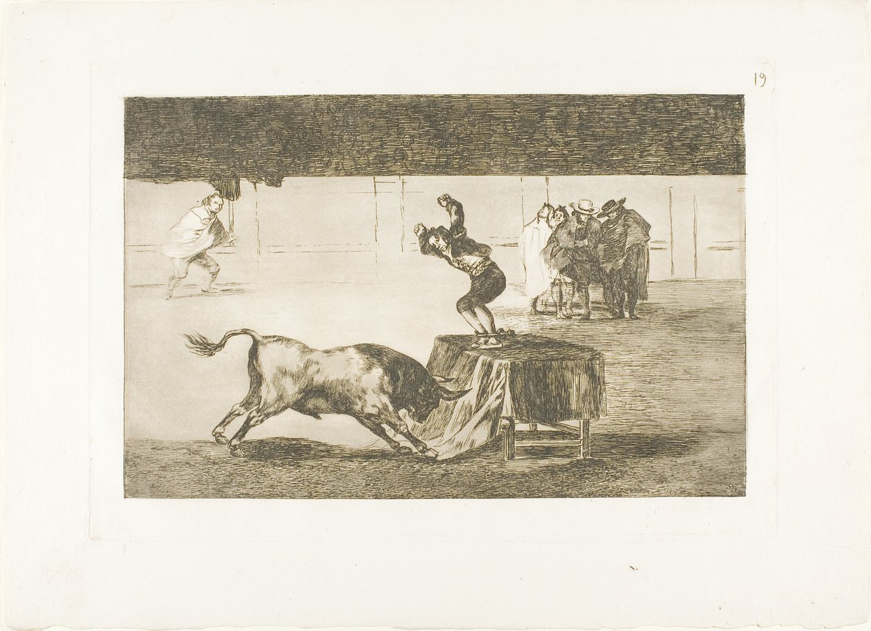 Egy másik őrület ugyanabban a ringben, a 19. lemez a Bikaviadal művészetéből alkotó: Francisco Jose de Goya y Lucientes