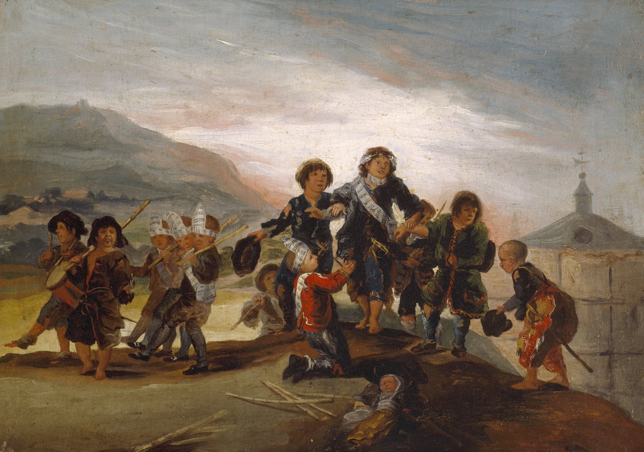 Boys Playing at Soldiers, c.1775-99 (oil on canvas) alkotó: Francisco Jose de Goya y Lucientes
