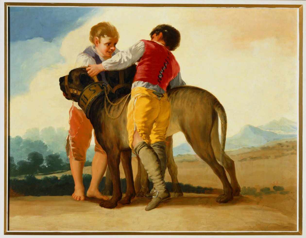 Boys with a wild dog ... (festmény vászonra) alkotó: Francisco Jose de Goya y Lucientes