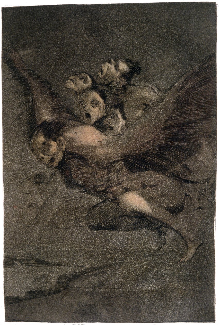 Buen Viage (Biztonságos utazás). Szárnyszörnyek. 1802 körül (metszet) alkotó: Francisco Jose de Goya y Lucientes