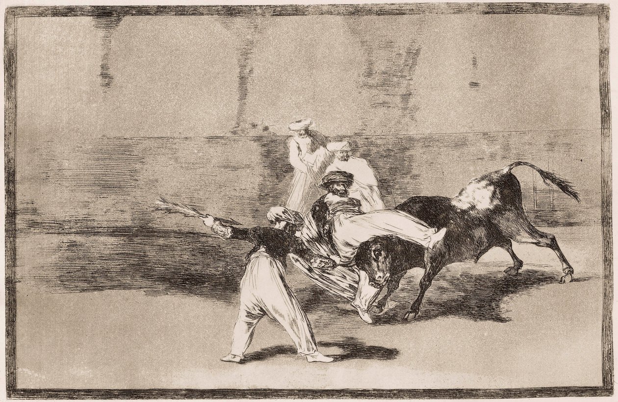 Bikaviadal: Egy mór kürtöt kap az arénában alkotó: Francisco de Goya