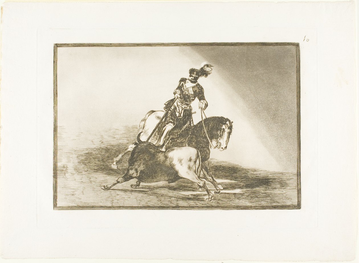 V. Károly lándzsás bikával a ringben Valladolidban, tizedik lemez A bikaviadal művészetéből alkotó: Francisco Jose de Goya y Lucientes