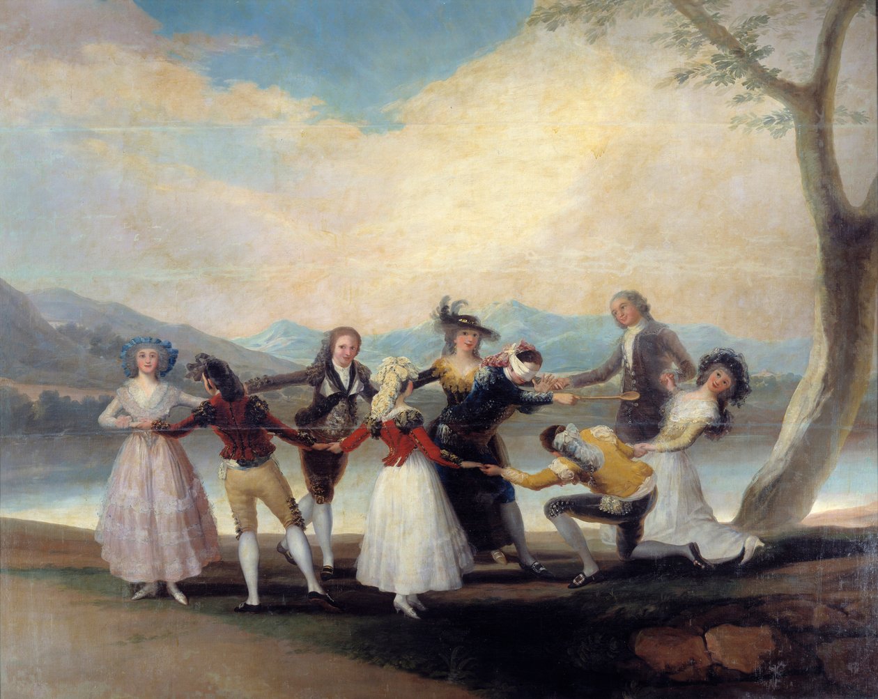 Colin Maillard (Colin-Maillard) a vak tyúk játéka. A fiatalok körtáncolják azt, akinek csíkos szeme van. Francisco De Goya (1746-1828) festménye alkotó: Francisco de Goya