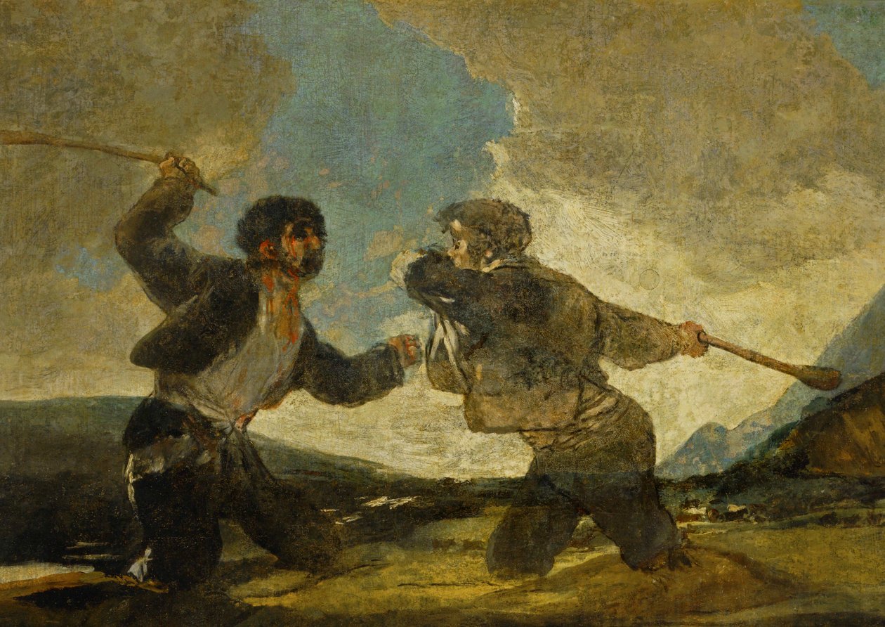 Párbaj bunkósbotokkal ... (festmény vászonra) alkotó: Francisco Jose de Goya y Lucientes