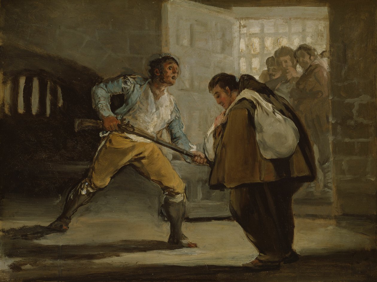 El Maragato fegyverrel fenyegeti Pedro de Zaldivia szerzetest alkotó: Francisco Jose de Goya y Lucientes