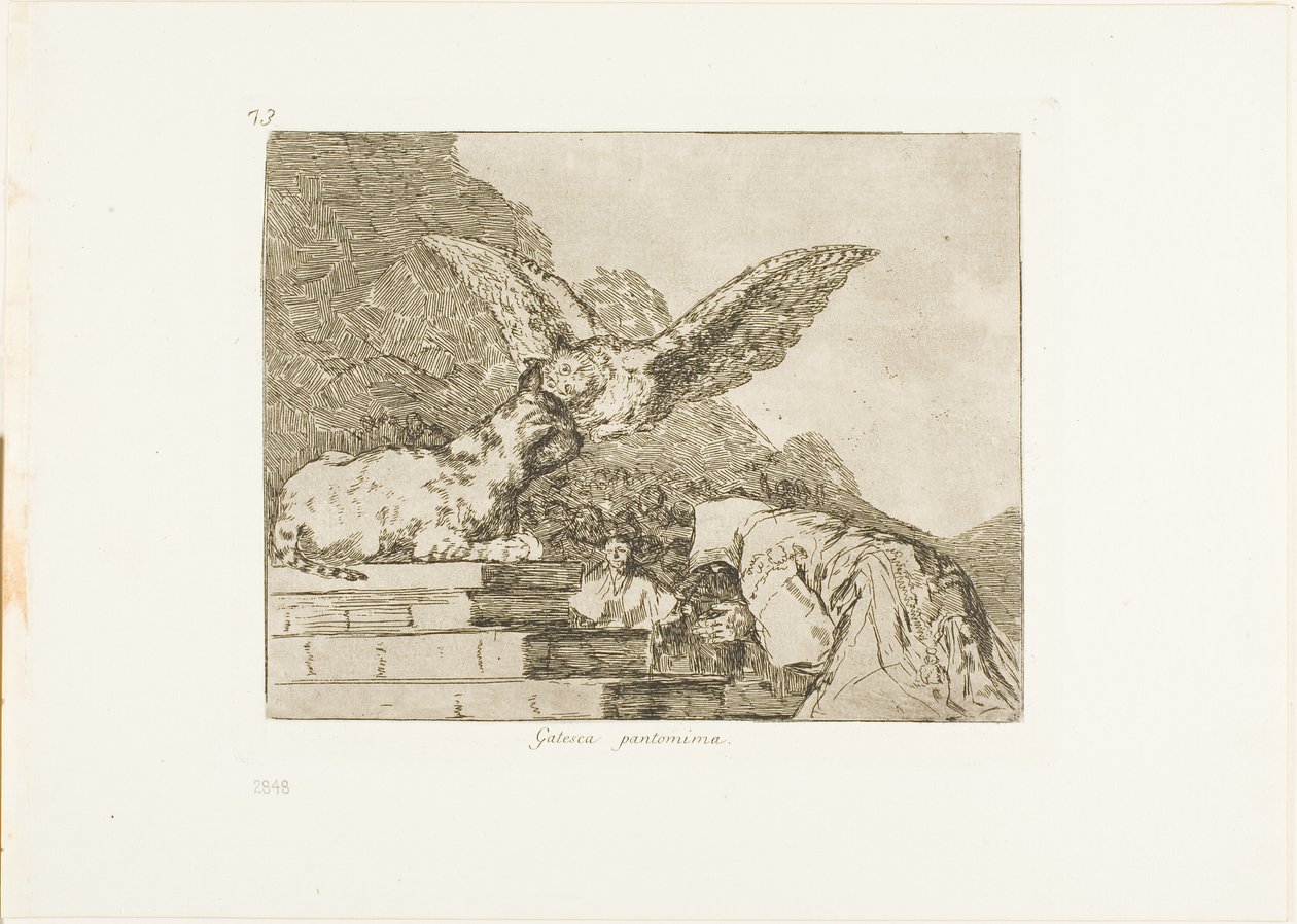 Macska pantomim, 73. lemez a The Disasters of War-ból alkotó: Francisco Jose de Goya y Lucientes