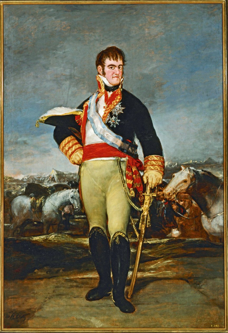 VII. Ferdinánd spanyol király egy lovassági táborban ... (festmény, vászon) alkotó: Francisco Jose de Goya y Lucientes