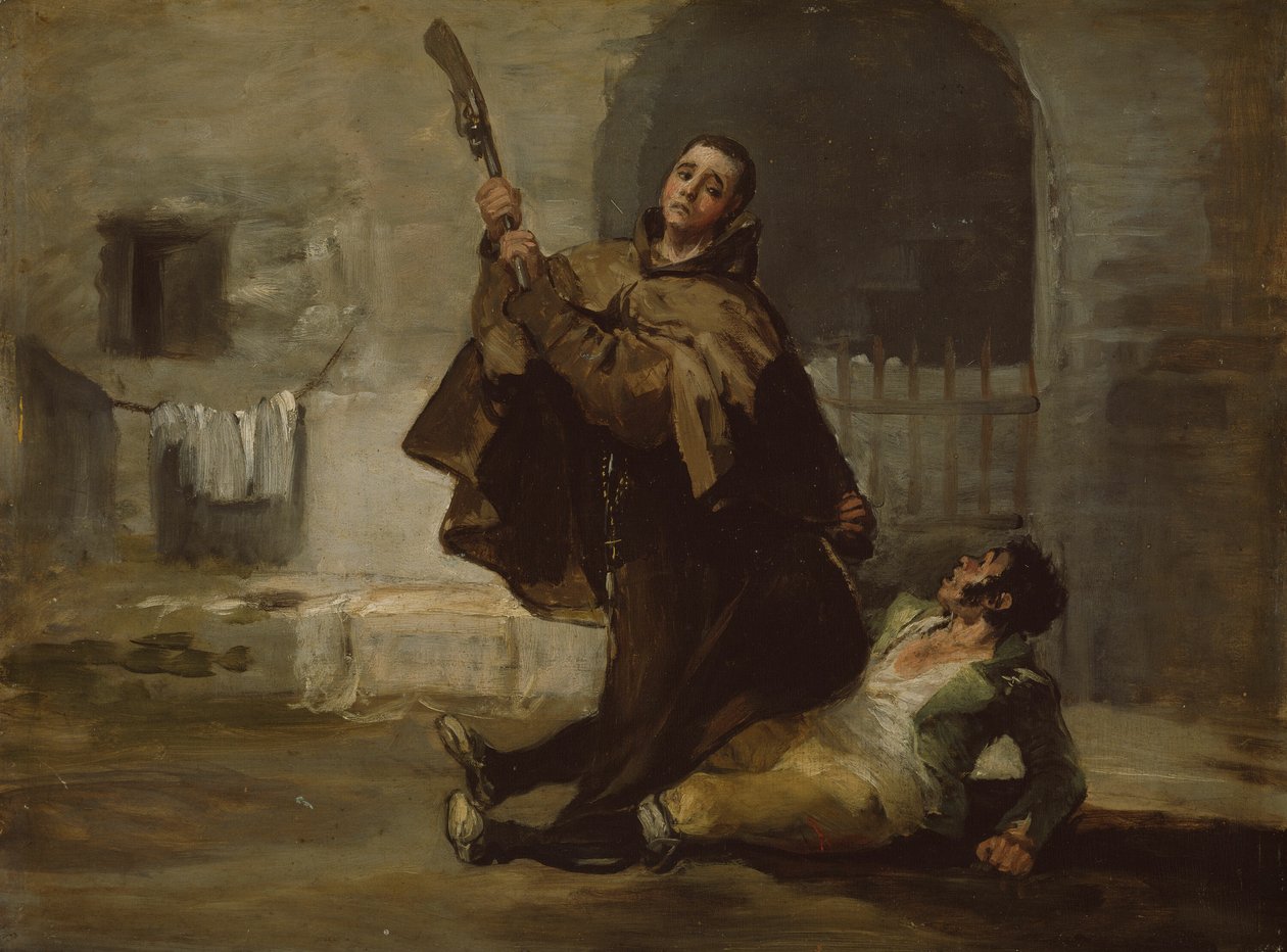 Pedro testvér a pisztoly csövével ütlegeli El Maragato-t alkotó: Francisco Jose de Goya y Lucientes