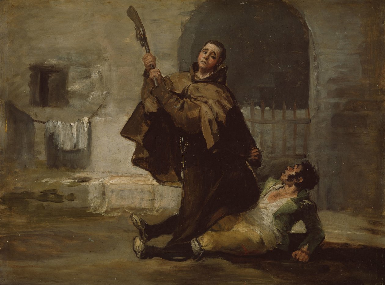 Pedro szerzetes klubok El Maragato a puskacsővel, 1806 körül (olaj, tábla) alkotó: Francisco Jose de Goya y Lucientes
