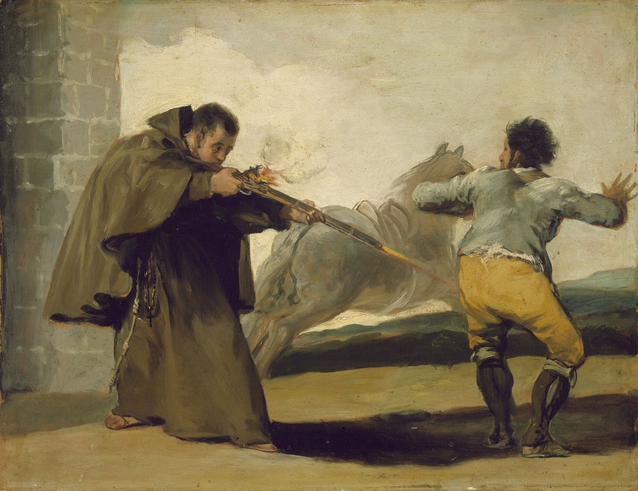 Pedro barát lelövi El Maragatót, miközben a lova elszalad, 1806 körül alkotó: Francisco de Goya