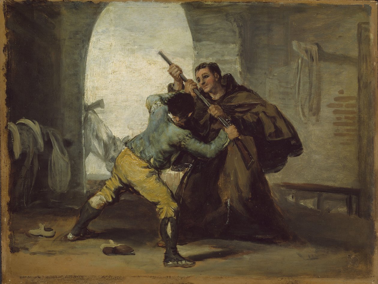 Pedro szerzetes kikapja a fegyvert El Maragatóból, 1806 körül alkotó: Francisco de Goya