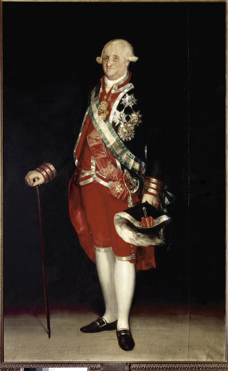IV. Károly spanyol király egészalakos portréja. (olajfestmény alkotó: Francisco de Goya