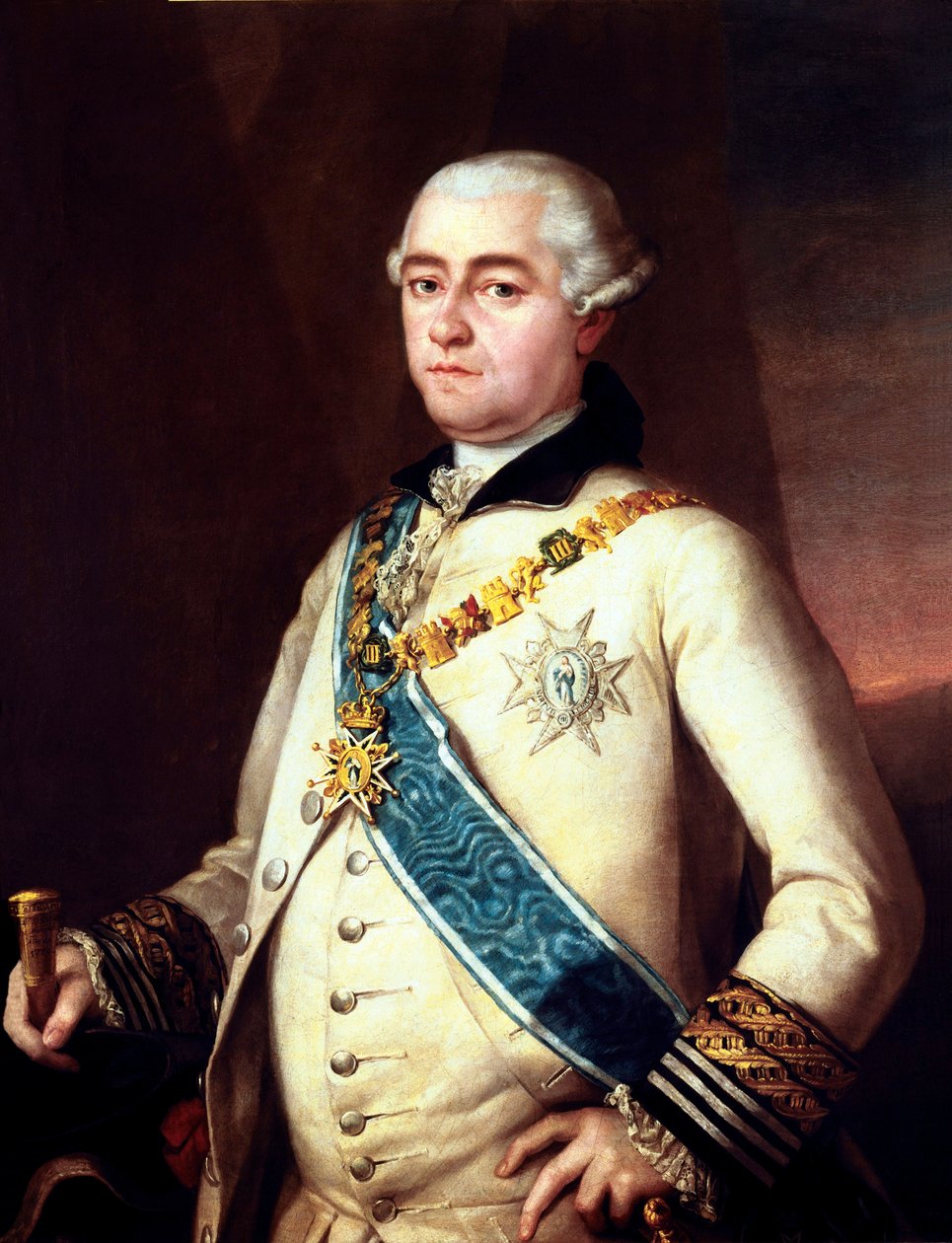 GOYA Y LUCIENTES, Francisco de (1746-1828); ALCANTARA LOPEZ DE ZUNIGA, Pedro (18. század). Miranda del Castanar 14. grófja és Penaranda 10. hercege. A korábban Francisco de Goyának tulajdonított alkotás, ahogy a keretfelirat is mondja. Az arany fogantyúján alkotó: Francisco Jose de Goya y Lucientes