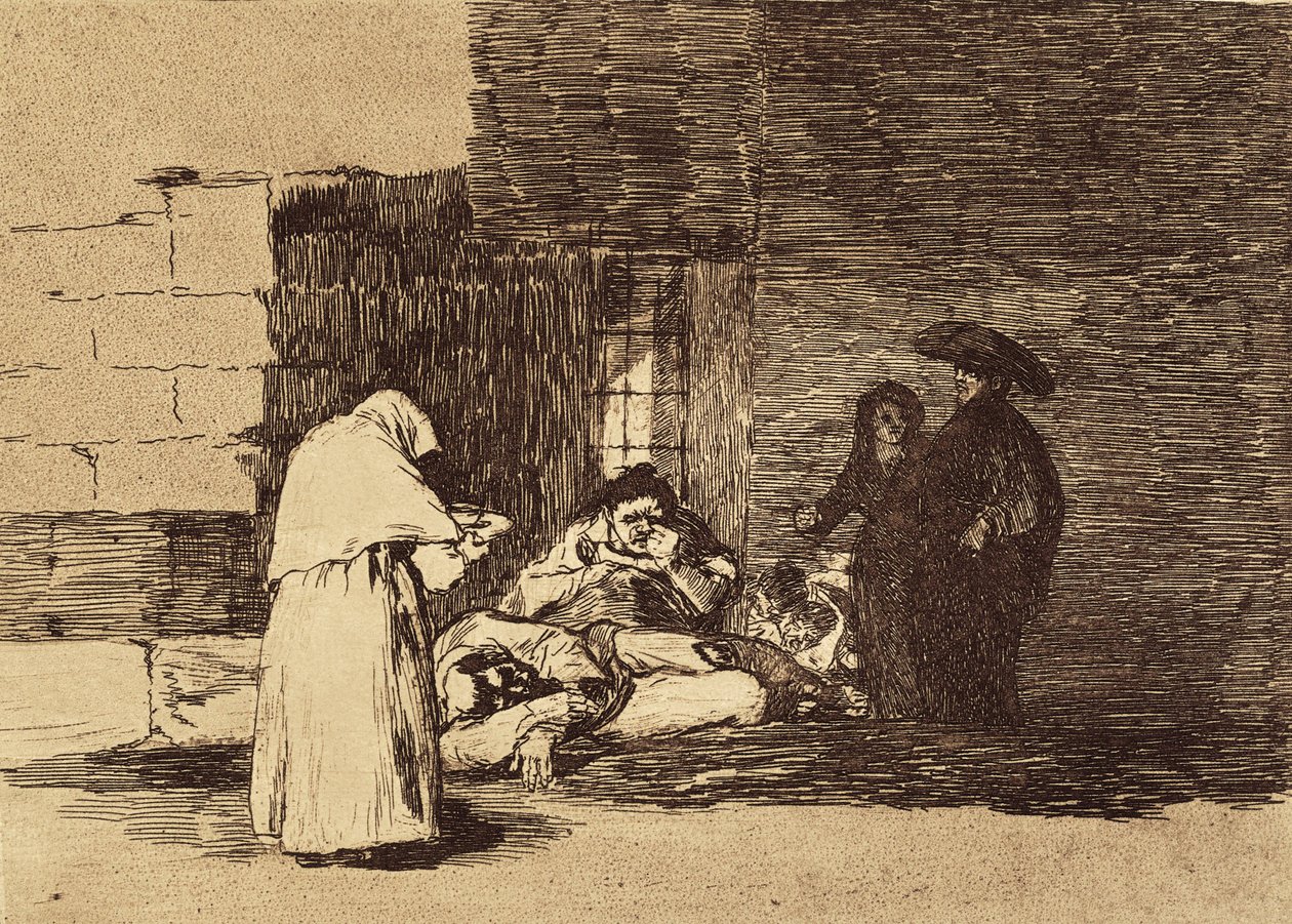 GOYA Y LUCIENTES, Francisco de (1746-1828). Egy női jótékonysági szervezet. 1810-1820. (15,5 x 20,6 cm). A „The Disasters of War” 49. táblája. Rézkarc. SPANYOLORSZÁG. MADRID (AUTONÓM KÖZÖSSÉG). Madrid. Nemzeti Könyvtár alkotó: Francisco Jose de Goya y Lucientes