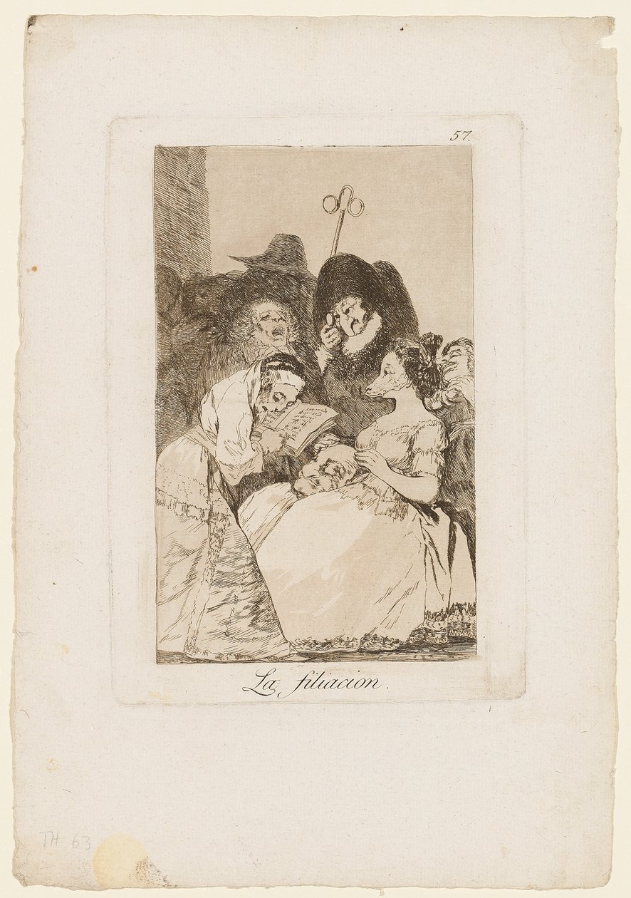 La Filiacion, "Los Caprichos" tányérja, 1799 alkotó: Francisco de Goya