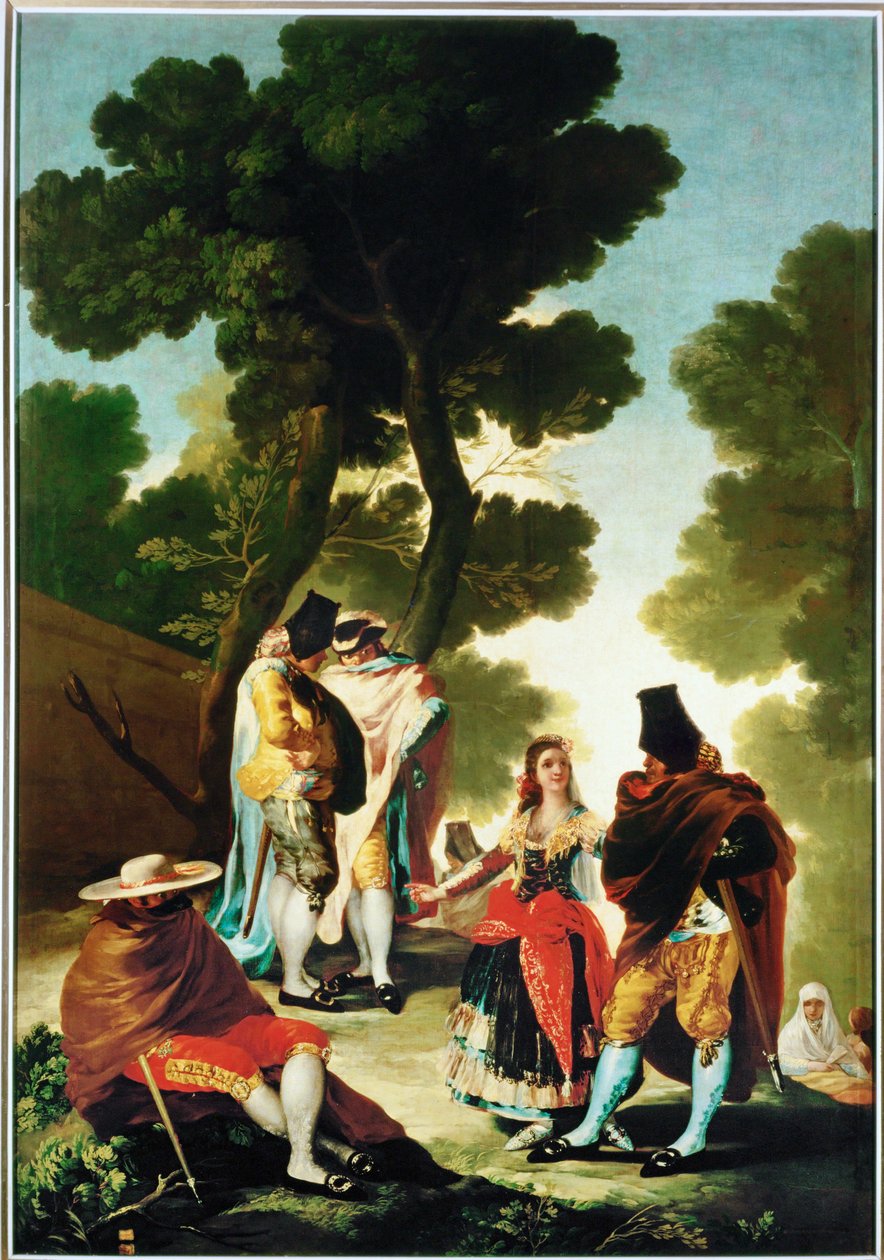 La maja y los Embozados - a maja és a köpenyesek, karikatúra a faliszőnyeghez 40-06-09/42 ... (festmény, vászon) alkotó: Francisco Jose de Goya y Lucientes