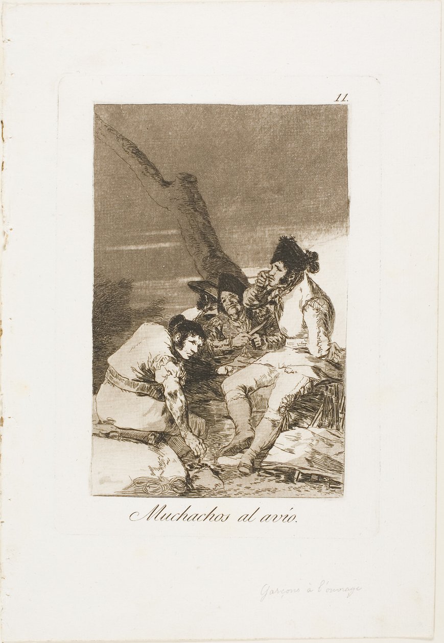 Lads Making Ready, tizenegyes tányér Los Caprichosból alkotó: Francisco Jose de Goya y Lucientes