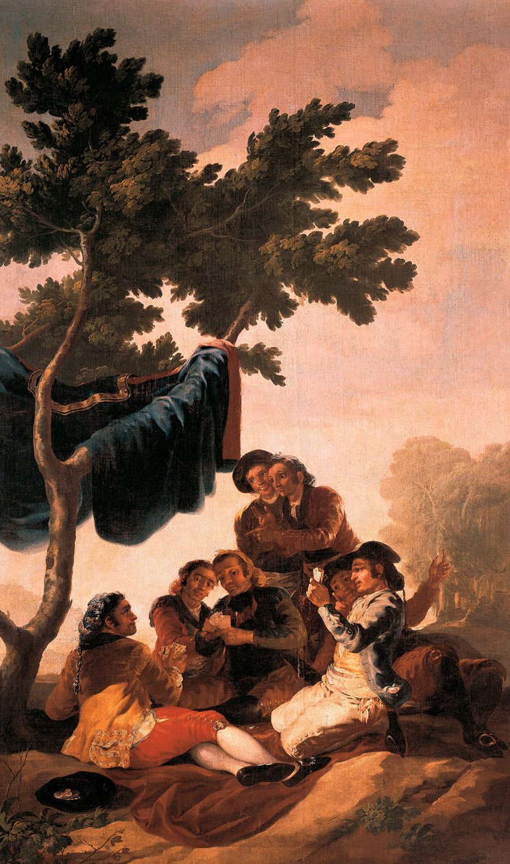""Kártyajátékosok"" Francisco de Goya y Lucientes (1746-1828) festménye a Királyi Gobelinmanufaktúrában az El Pardo Palota étkezőjében készült 1778-ban készült gobelinhez. Prado Múzeum. Madrid alkotó: Francisco Jose de Goya y Lucientes
