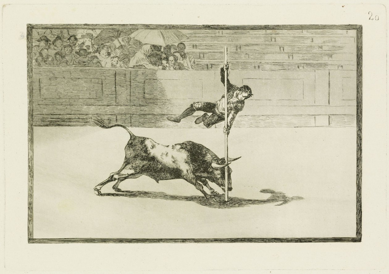 Juanito Apiniani könnyedsége és merészsége a madridi arénában / Juanito Apiani fürgesége és vakmerősége a madridi arénában (Tauromaquia 20) alkotó: Francisco Jose de Goya y Lucientes